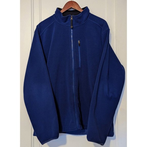 LL Bean Blue Full Zip Fleece Jacket Mens XL Monogrammed Back See Photos - Picture 1 of 5